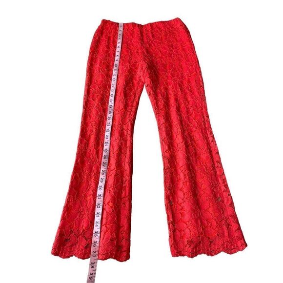 Free People Red Wild Laces Pull-On Crop Flare Pants - Picture 10 of 10
